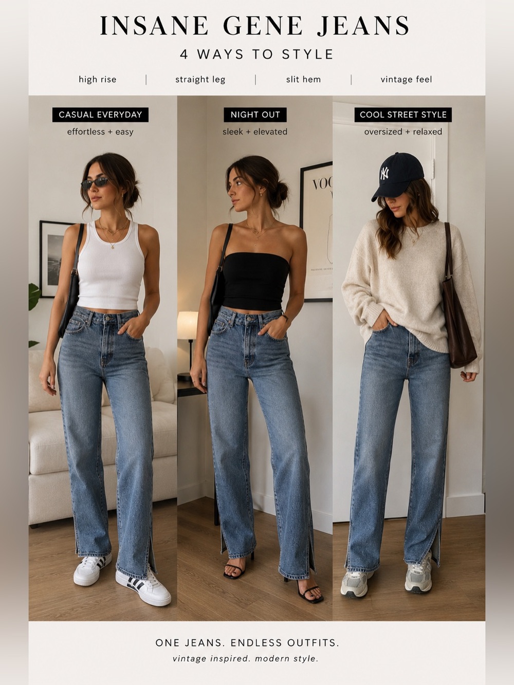 Insane Gene High Rise Straight Leg Slit Hem Jeans Size 26